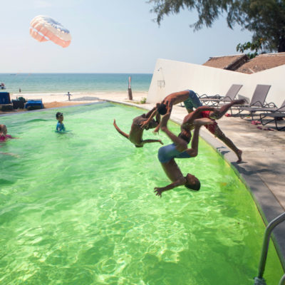 Local kids enjoying the beach club